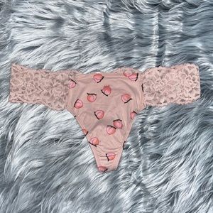 PINK Peach Lace Thong Panties